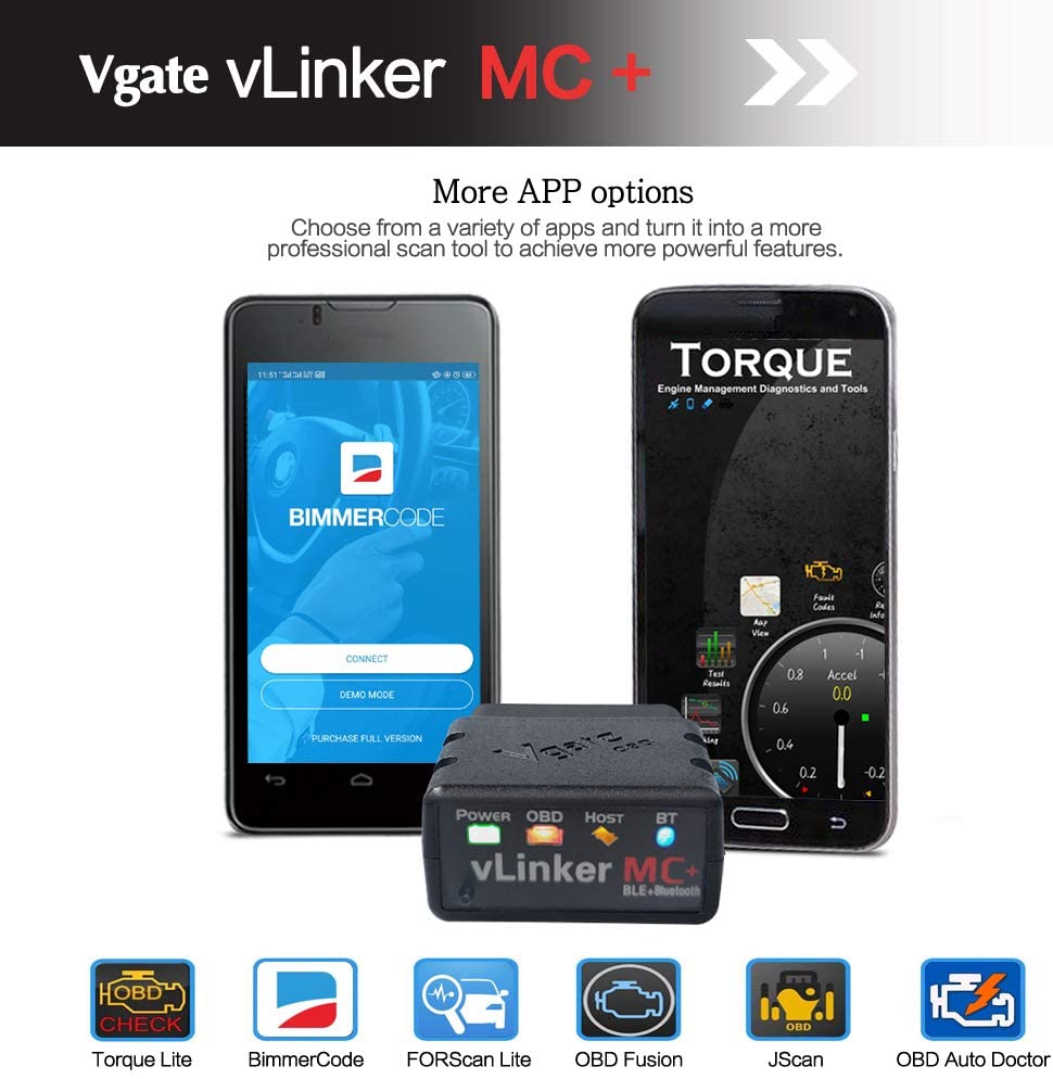Vgate vLinker BM Plus Bluetooth OBD2 Scanner BIMMERCODE BMW Coding IOS Android 